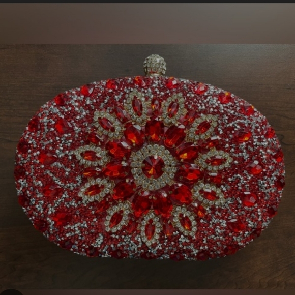 Elegant Pink, Gold, Blue, Green, or, Black or RED and Gold Embellished Clutch - Picture 5 of 6